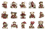 Christmas Teddy Bear Clipart, an Illustration by designcity5 (Thumbnail 2 of 5)