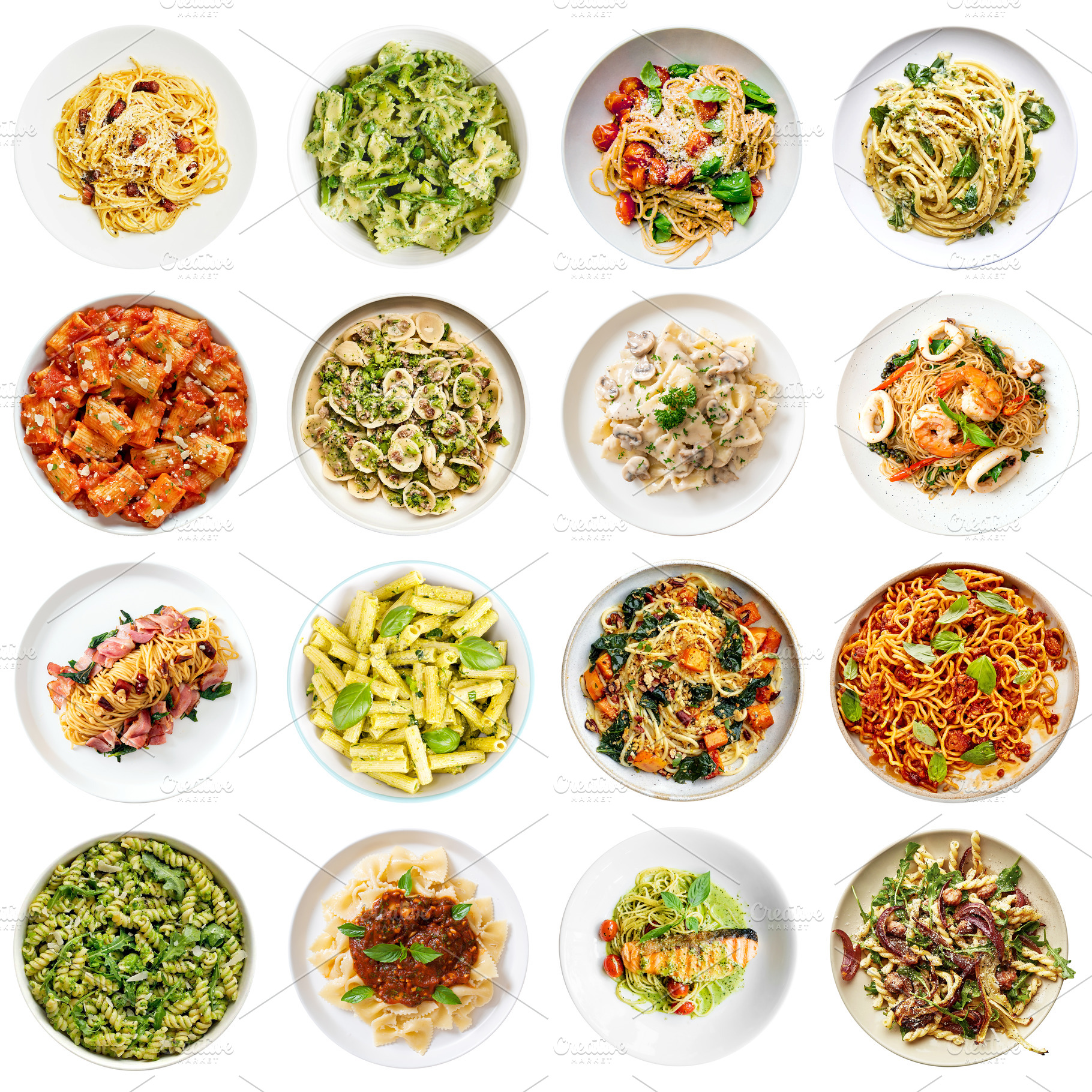 Collection of italian pasta isolated, a Food & Drink Photo by BOOCYS