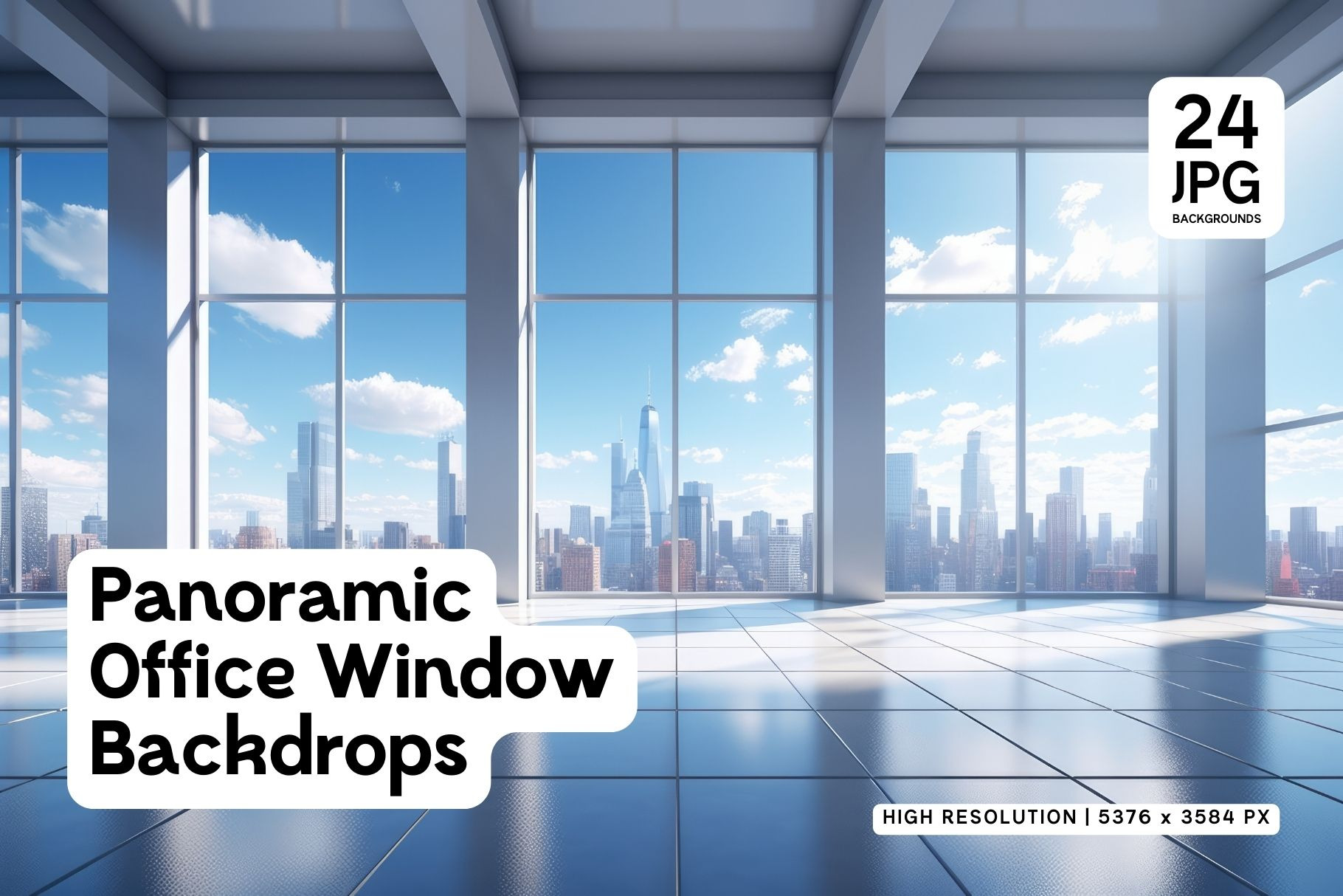 24 Panoramic Office Window Backdrops, a Background Graphic by HipFonts