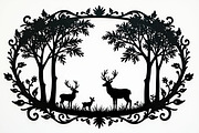 Deer Forest Border Frame Set, an Illustration by Creativeshirt (Thumbnail 2 of 7)