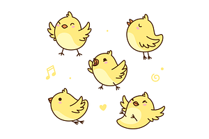 Cute kawaii birds, an Illustration by Cmeree