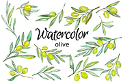 Olive watercolor clipart, a Background Graphic by GoodFairyClipArt (Thumbnail 1 of 3)