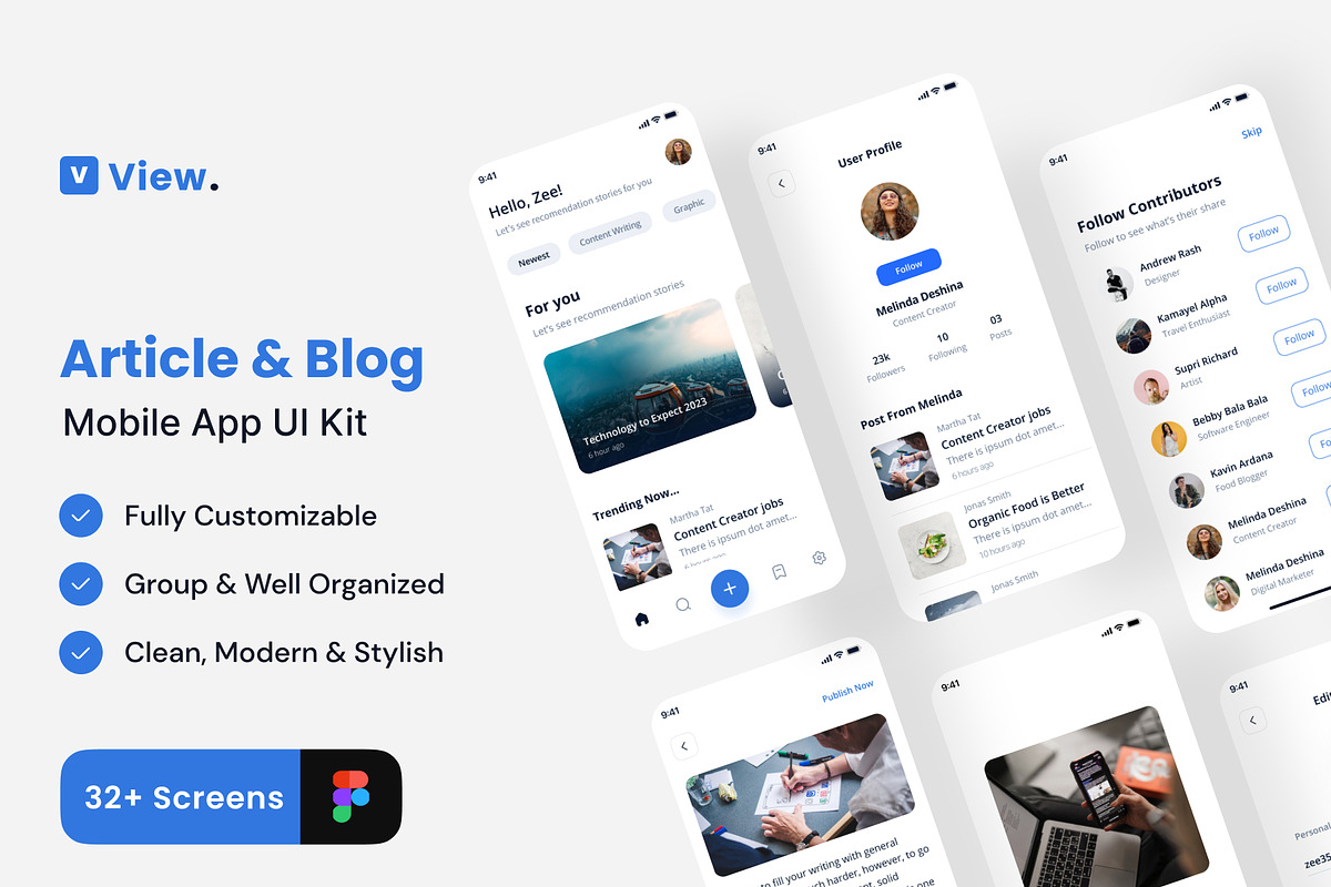 Article & Blog App UI Kit Design