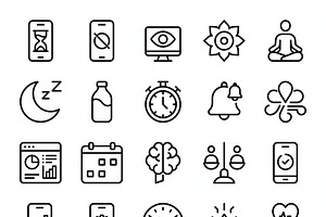 39 Vector Digital Routine Icons, an Outline Icon by adenpinkstore
