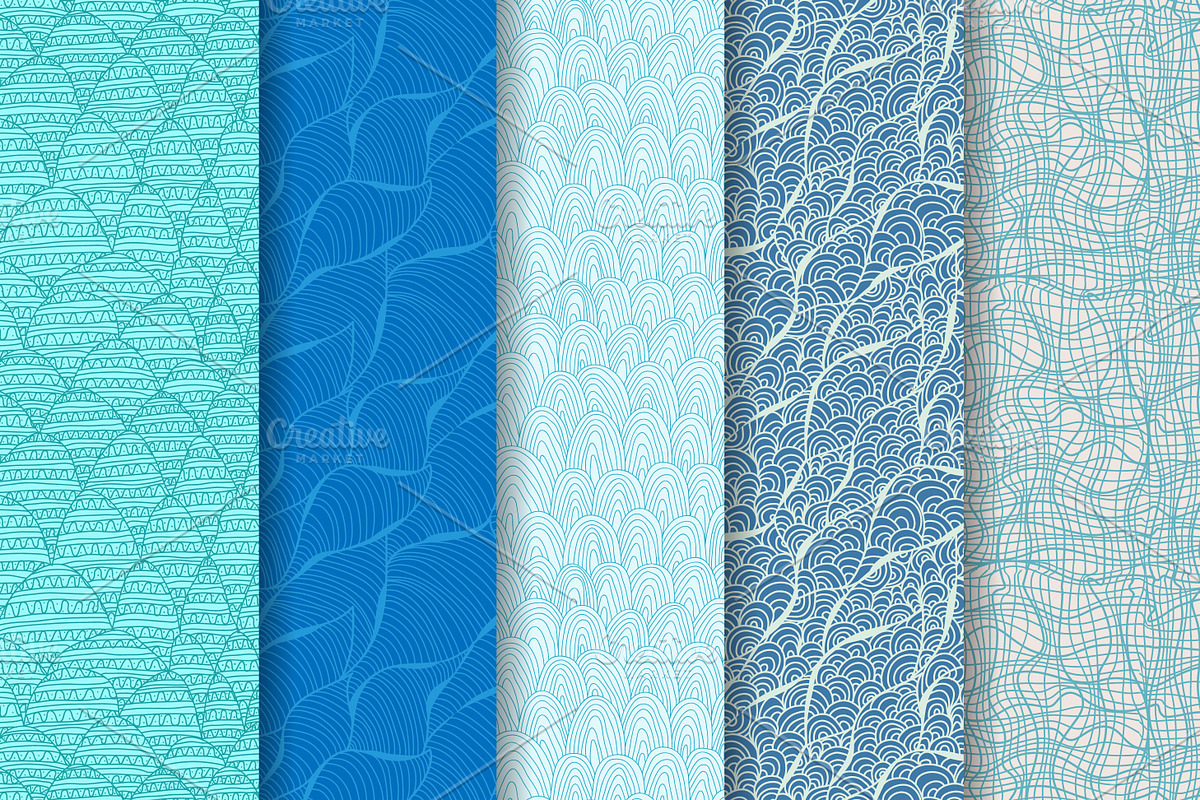 15 Sea Waves Seamless Patterns, a Pattern Graphic by Sunset&Sea Design (Photo 3 of 3)