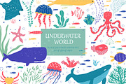 Underwater world. Hand drawn set, an Animal Illustration by UTM Studio (Thumbnail 1 of 5)