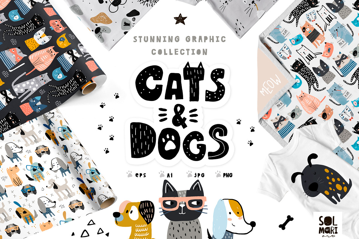 Cats&Dogs graphic collection, a Pattern Graphic by solmariart (Photo 1 of 8)