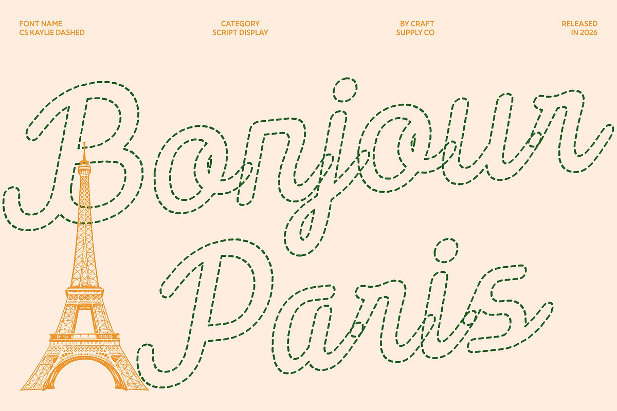 CS Kaylie Dashed, a Script Font by Craft Supply Co. (Photo 4 of 8)