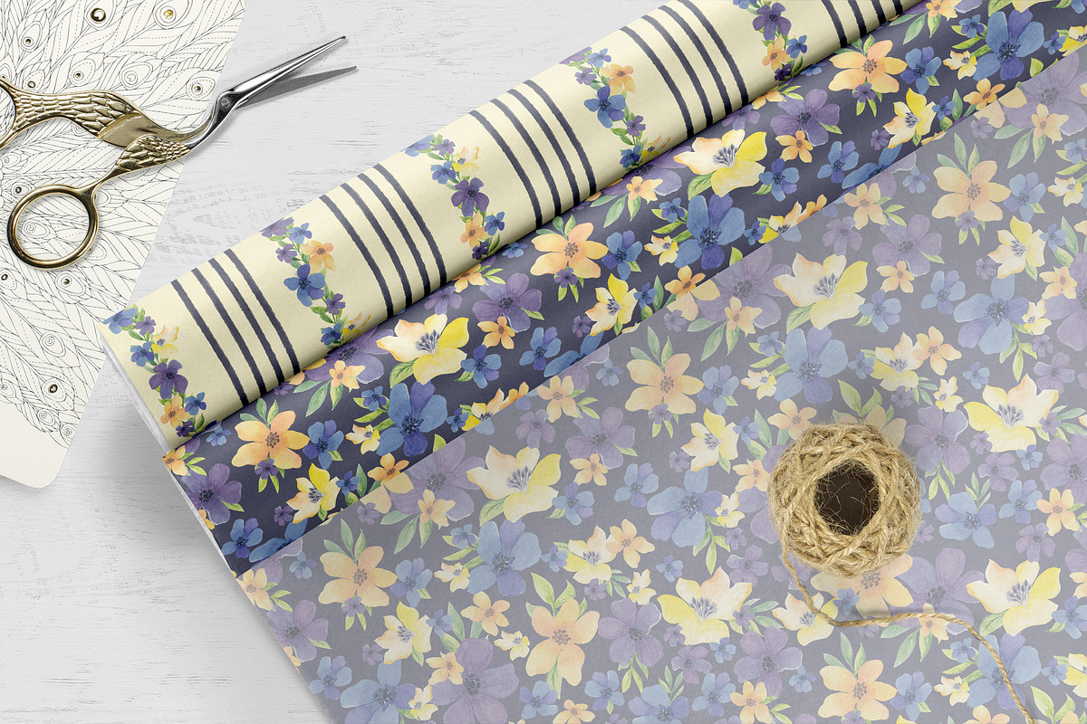 Watercolor Romantic Flower Patterns, a Pattern Graphic by Oksana Dovhopol Art (Photo 13 of 15)