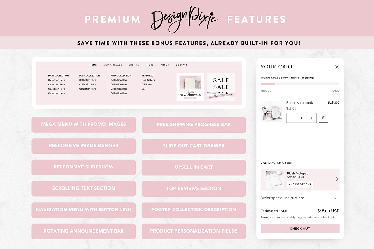 Pink Shopify Theme | Blush Marble, a Shopify Template by Design Pixie (Photo 7 of 11)
