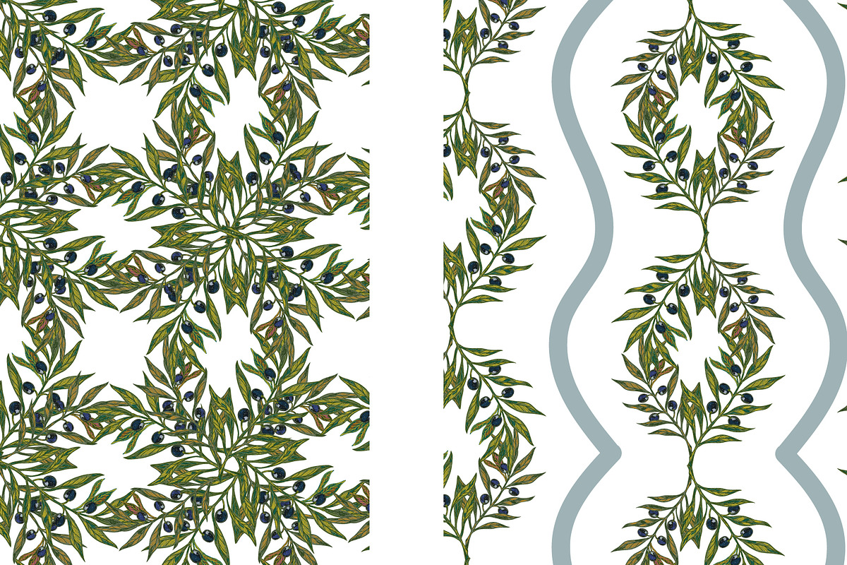 Mediterranean olive branch set, a Pattern Graphic by NayaChu (Photo 6 of 11)