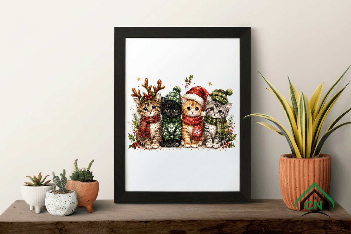 Christmas Cats PNG, a Seasonal Illustration by Craft Nest (Photo 4 of 6)