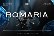 Romaria Stylish, a Sans Serif Font by Burntilldead (Thumbnail 1 of 12)