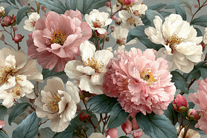 Pink and White Peonies Blooming Flow, a Photo by Pixeness Studio