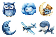 Navy Sky Blue Baby Nursery Clipart, an Illustration by SinaCreation (Thumbnail 2 of 5)