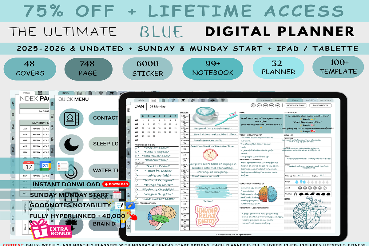 Blue Digital Planner 2025-2026 & Und, a Branding & Logo Template by Plamarplanners (Photo 1 of 10)