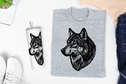 Wolf Head Linocut Sublimation Design, an Animal Illustration by ArtIrisArt (Thumbnail 2 of 3)