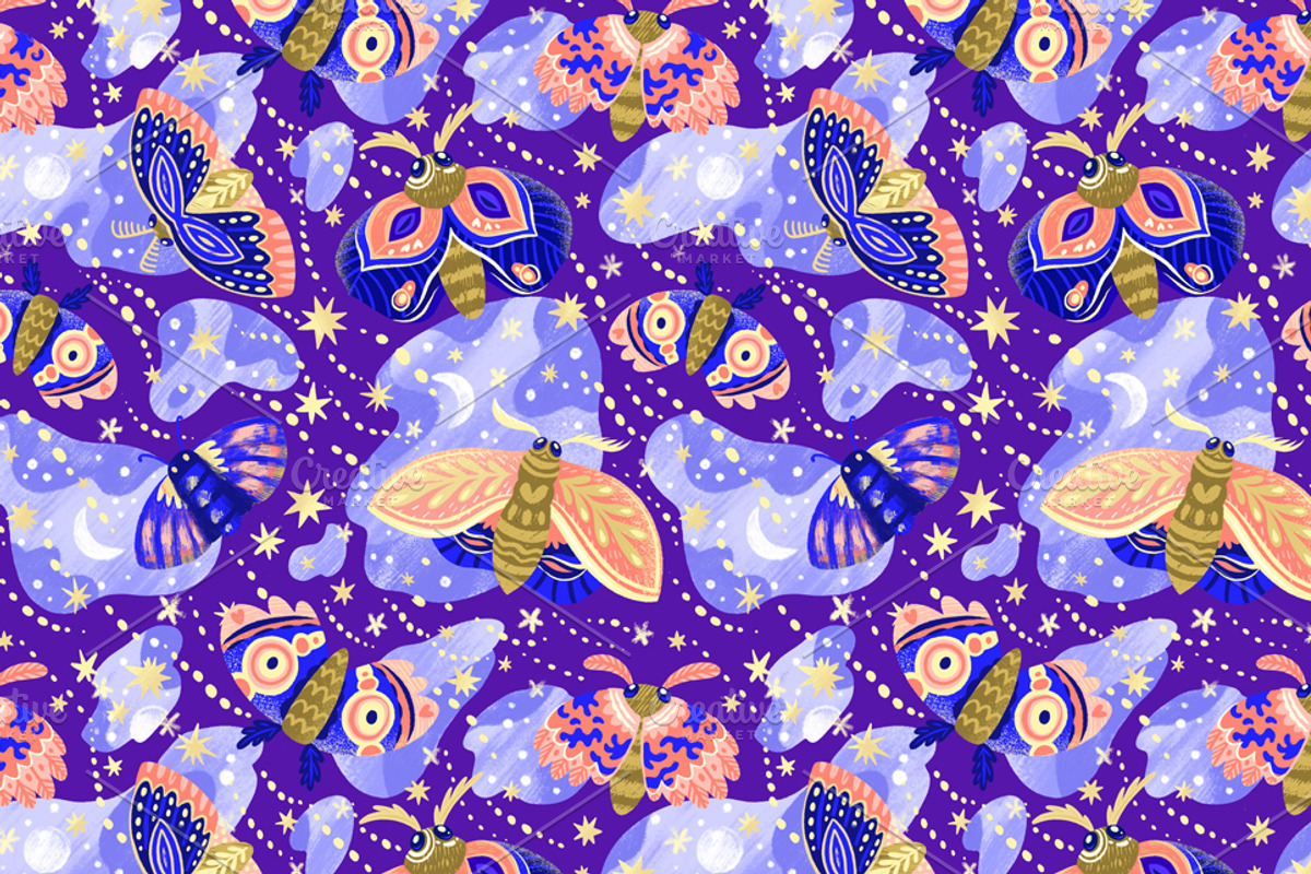Beautiful Moths, a Pattern Graphic by PenguinHouse