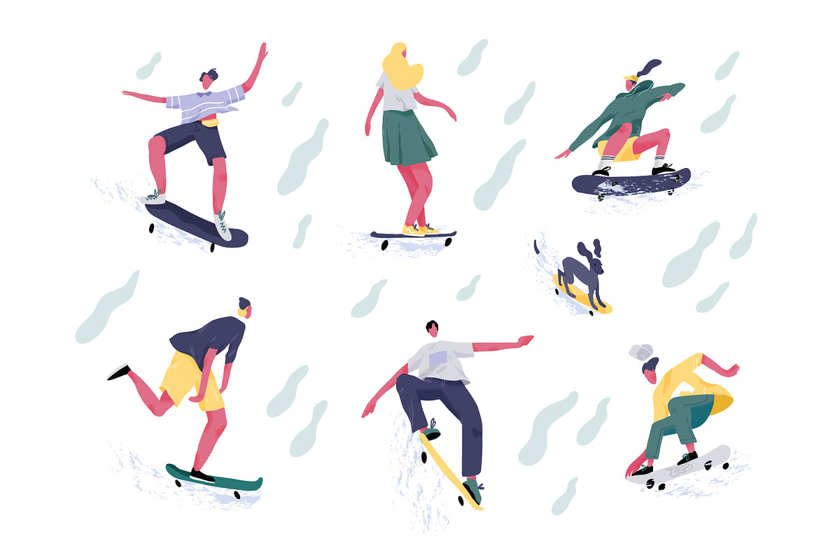 People skateboarding set, a Sport Illustration by Good Studio (Photo 1 of 4)