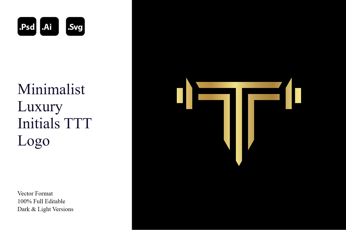 Minimalist Luxury Initials TTT Logo, a Branding & Logo Template by Luxury Logos (Photo 1 of 4)