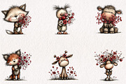 Floral Animals Clipart PNG Bundle, a Seasonal Illustration by CreationArt (Thumbnail 2 of 5)