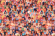 Seamless pattern group of people, a Person Illustration by Yayasya (Thumbnail 1 of 2)