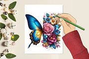 Butterfly Flowers Sublimation Clipar, an Illustration by RobertsArt (Thumbnail 4 of 7)