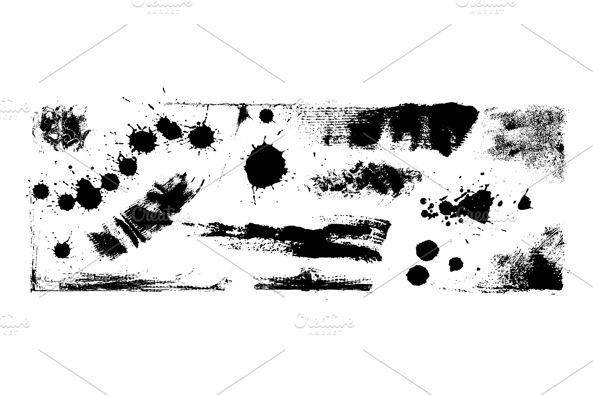 Grunge splatter doodle set with, an Illustration by art PVP - market