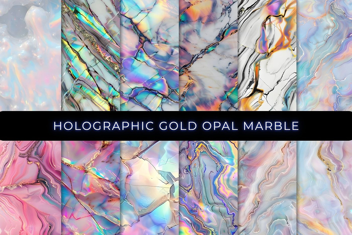 24 Holographic Opal Marble Pattern, a Pattern Graphic by UniqueMe (Photo 1 of 19)