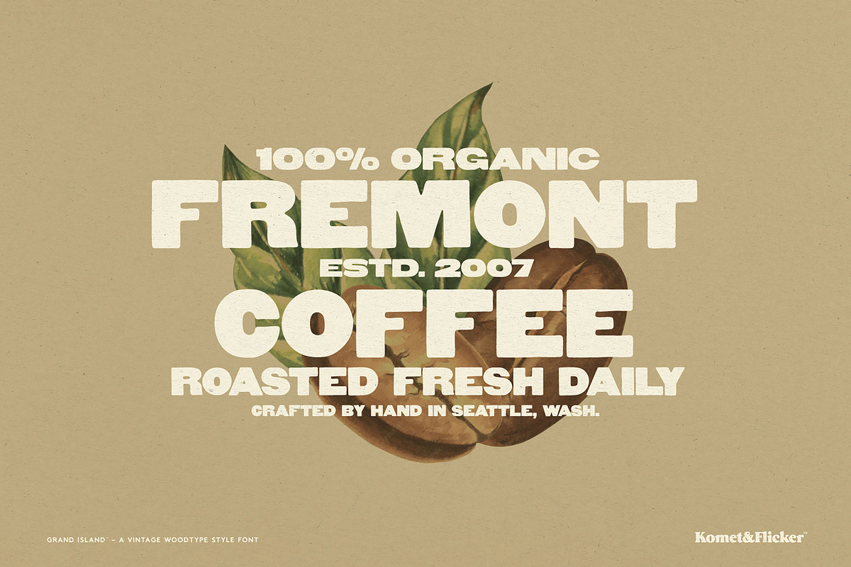 Grand Island - A Woodtype Font, a Sans Serif Font by Komet & Flicker (Photo 5 of 15)