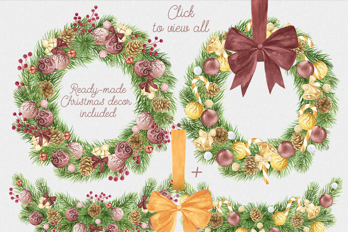 Christmas Creator Pack Watercolor, a Decorative Illustration by NataliVA (Photo 2 of 13)