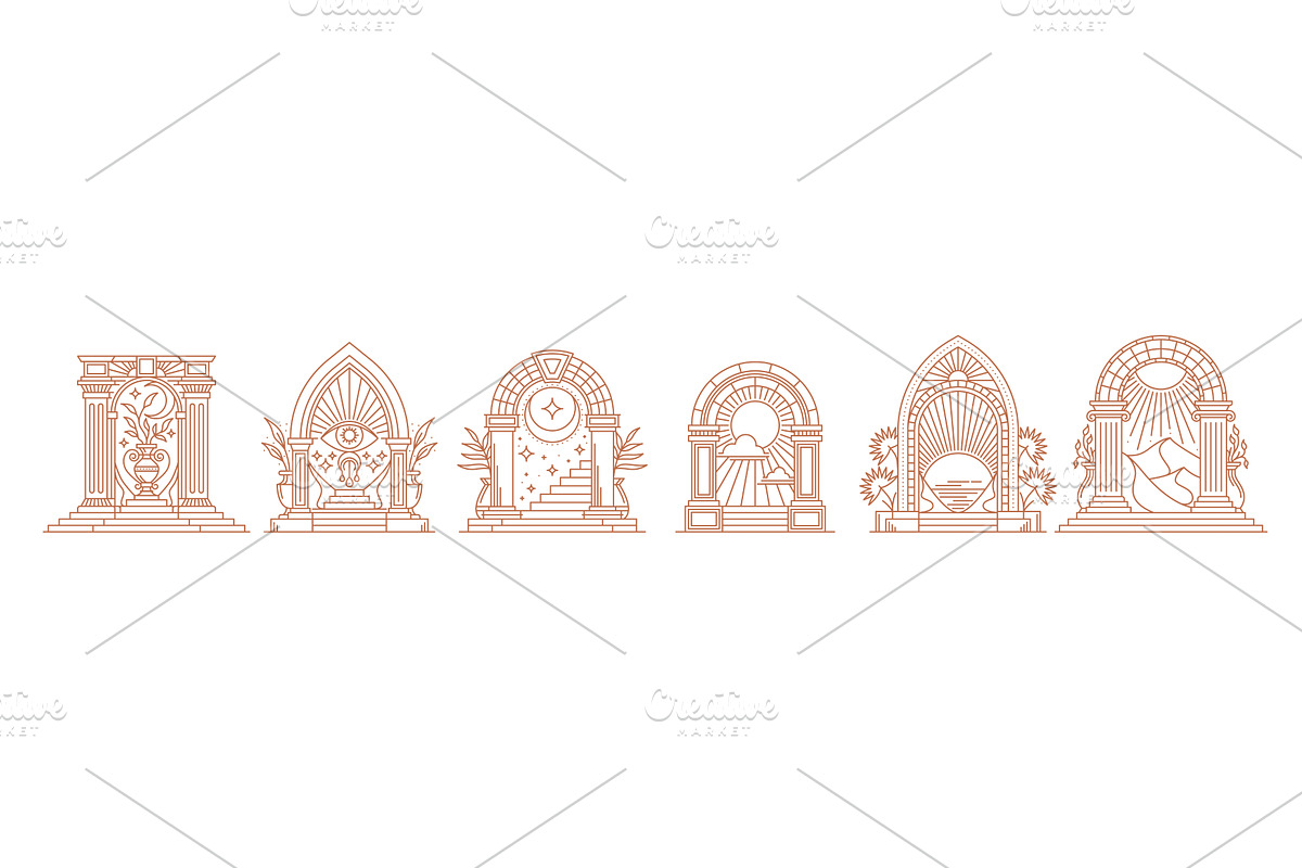 Boho arch gate icons of heaven, a Decorative Illustration by Vector Tradition