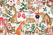 Winter Woodland Clipart, a Decorative Illustration by BigCakeBee (Thumbnail 1 of 4)