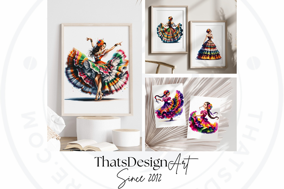 Mexican ballerinas Clipart Set, a Person Illustration by ThatsDesignArt (Photo 10 of 10)