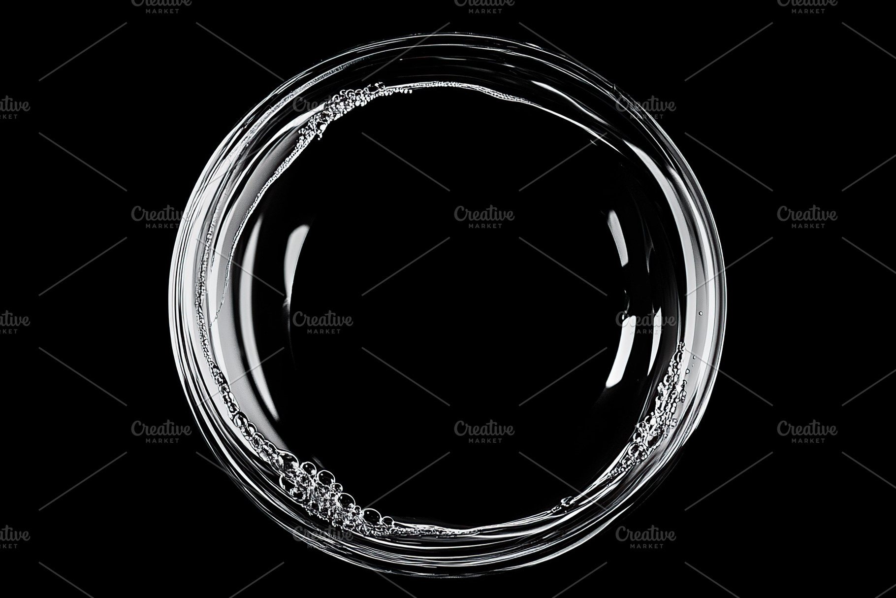 Abstract view of a glass bowl filled with clear water and bubbles, an Abstract Photo by AlyaAnd