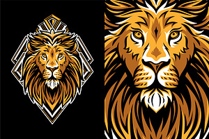 Lion Head with Geometric Badge