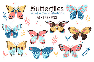 Butterflies, Set Of Illustrations