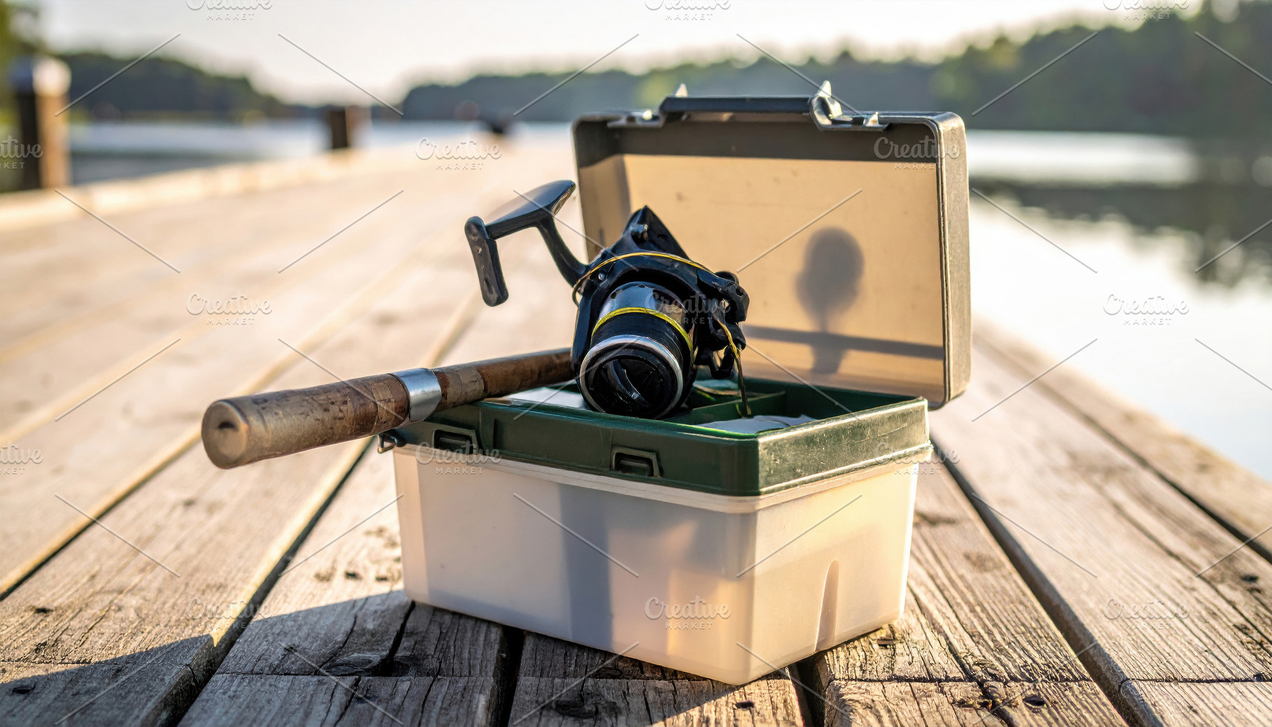 Fishing Gear on a Lakeside Dock, a Sports & Recreation Photo by Davizro's Market