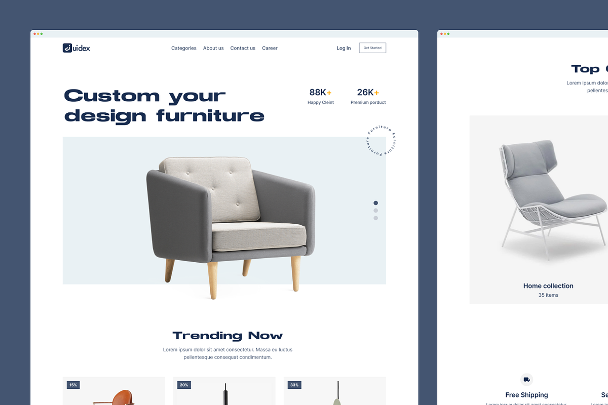 Furniture Landing Page, a Landing Page Template by UiDex (Photo 3 of 4)