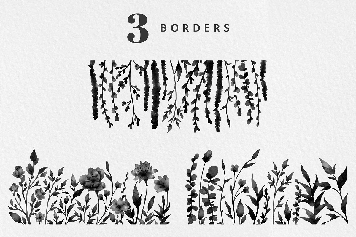 Fleur Noir - Black Watercolor Floral, an Illustration by Brandi Lea Designs (Photo 6 of 9)