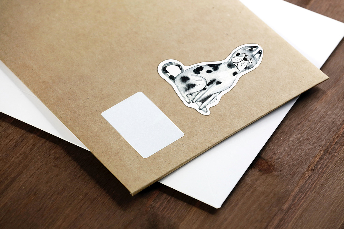 Watercolor cute dogs sticker pack, an Object Graphic by NataLyaroArt (Photo 8 of 9)