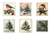 Vintage Christmas Stamps Png Bundle, an Illustration by SinaCreation (Thumbnail 5 of 7)