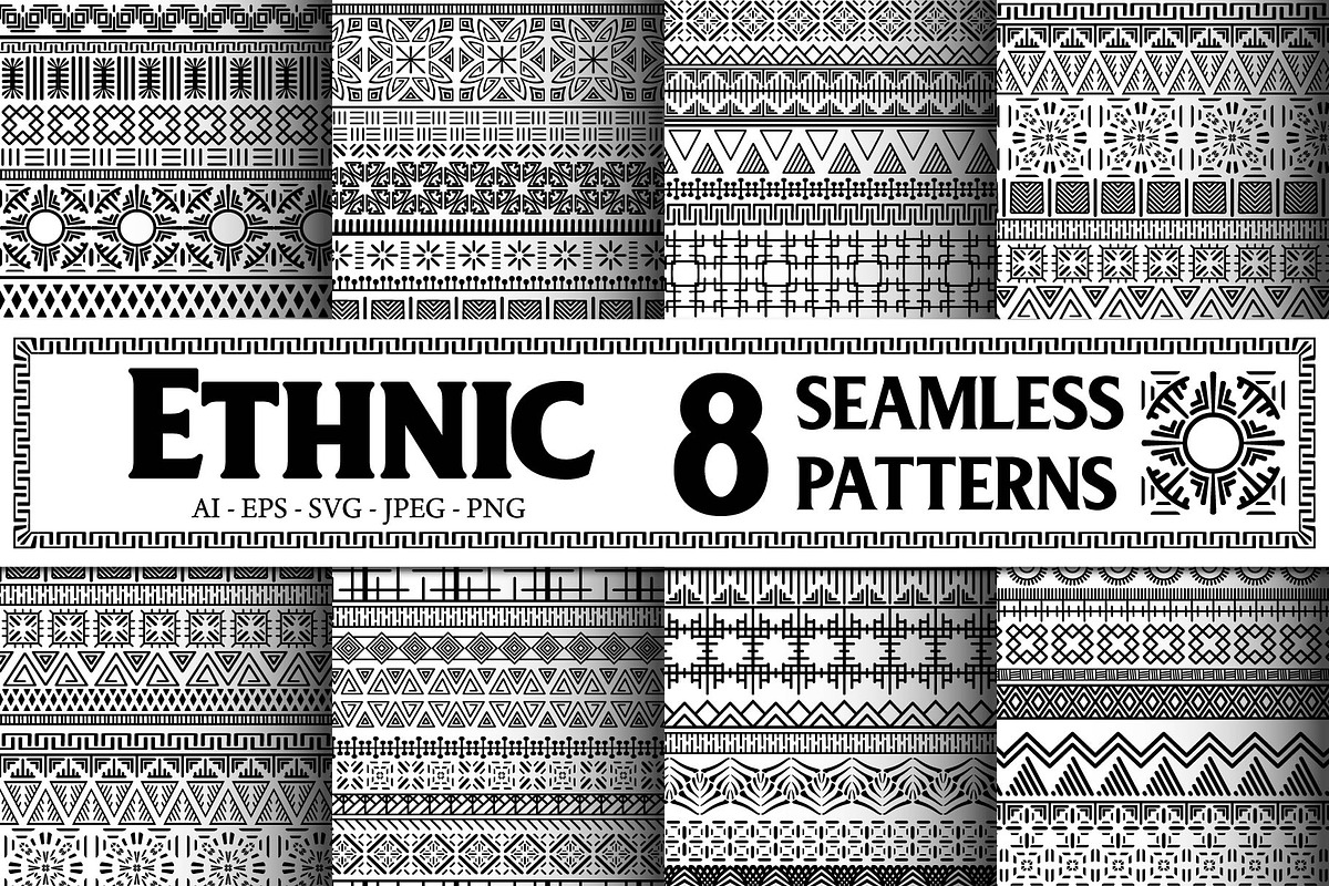 8 Ethnic Seamless, a Pattern Graphic by Elinorka (Photo 1 of 5)