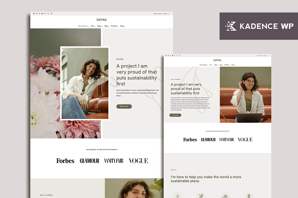 Dayna - Wordpress Theme, a WordPress Template by Her creative details (Photo 1 of 4)