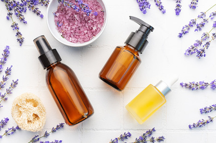Lavender spa. Lavender salt, natural essential oil and fresh lav, a Health & Medical Photo by Olena Rudo