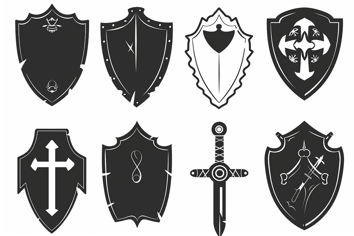 Medieval Shield Silhouette Bundle, an Illustration by balal (Photo 8 of 10)