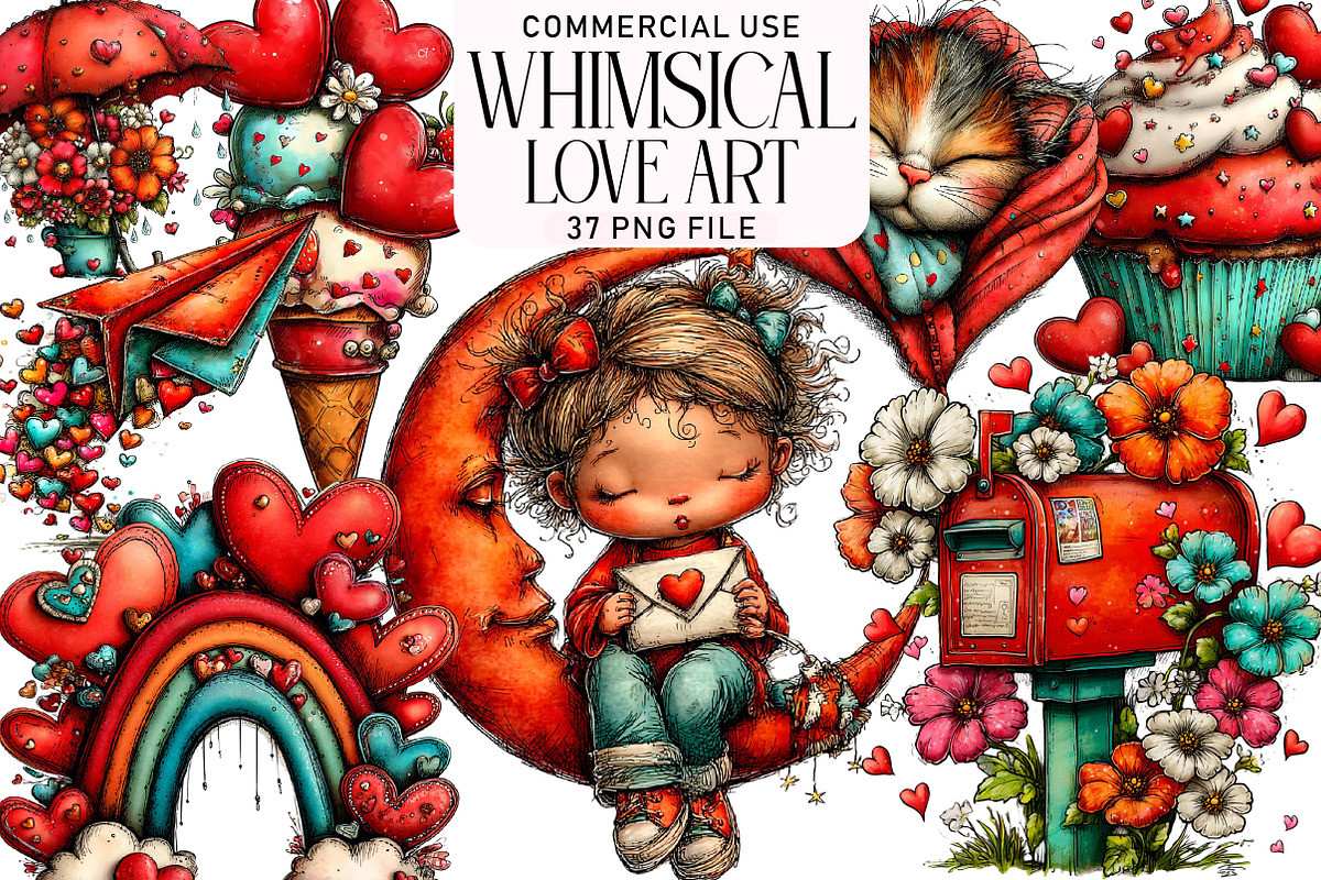 Whimsical Love Art Bundle, an Illustration by Daily.Designs (Photo 1 of 5)