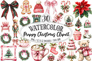 Preppy Christmas Clipart Set PNG, a Seasonal Illustration by Designking (Thumbnail 1 of 4)