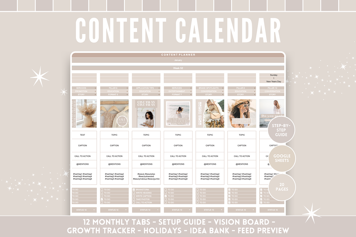 Social Media Planner Google Sheets, a Social Media Template by SunshineStudioBoutique (Photo 1 of 9)