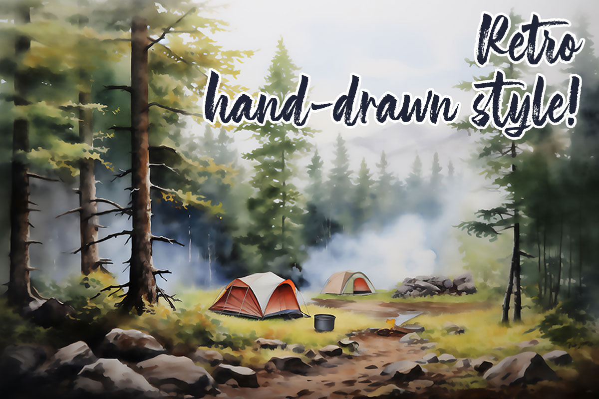 CAMPING WATERCOLOR LANDSCAPES, a Background Graphic by CrittersHub (Photo 3 of 4)